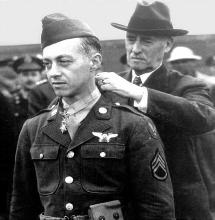 Maynard Harrison Smith portrait; WWII Medal of Honor ball turret gunner known as Snuffy Smith