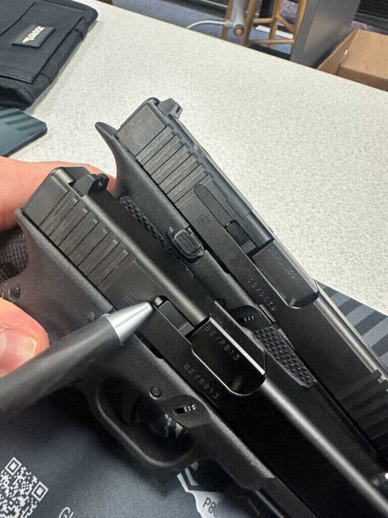 Gen 5 vs Gen 6 Glock extractor parts comparison close up