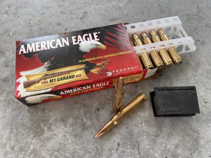 Boxes of .30-06 Springfield ammo suitable for the M1 Garand including Federal American Eagle