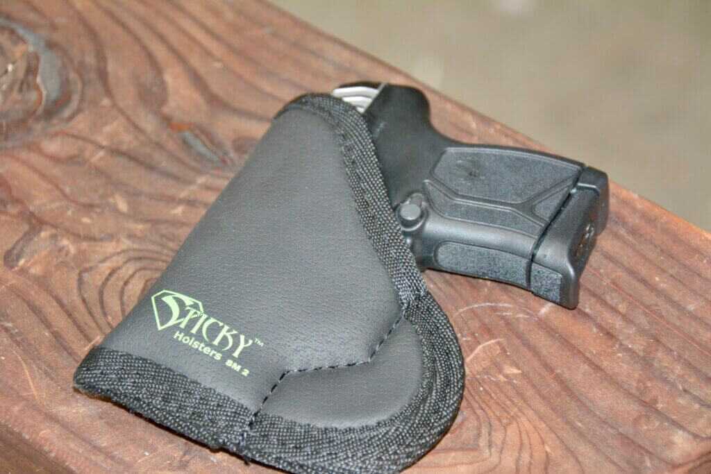 Ruger LCP Max in Sticky Holster for pocket carry showing concealment setup