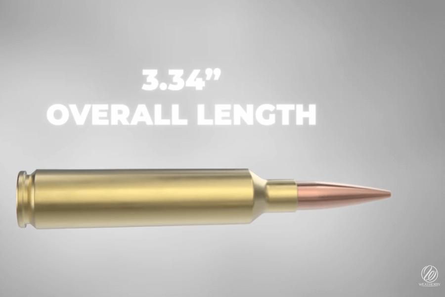 The 25 WBY RPM has an overall length of 3.24 inches.