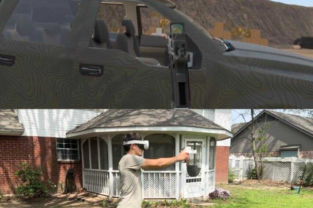 Outdoor ACE VR training session with larger movement space for ports and barricades
