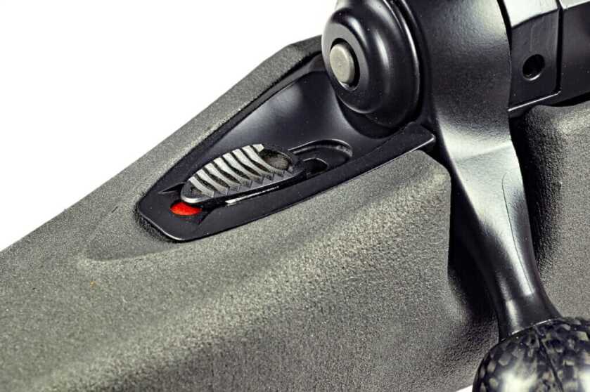 Savage 110 KLYM V2 rifle three-position tang safety detail