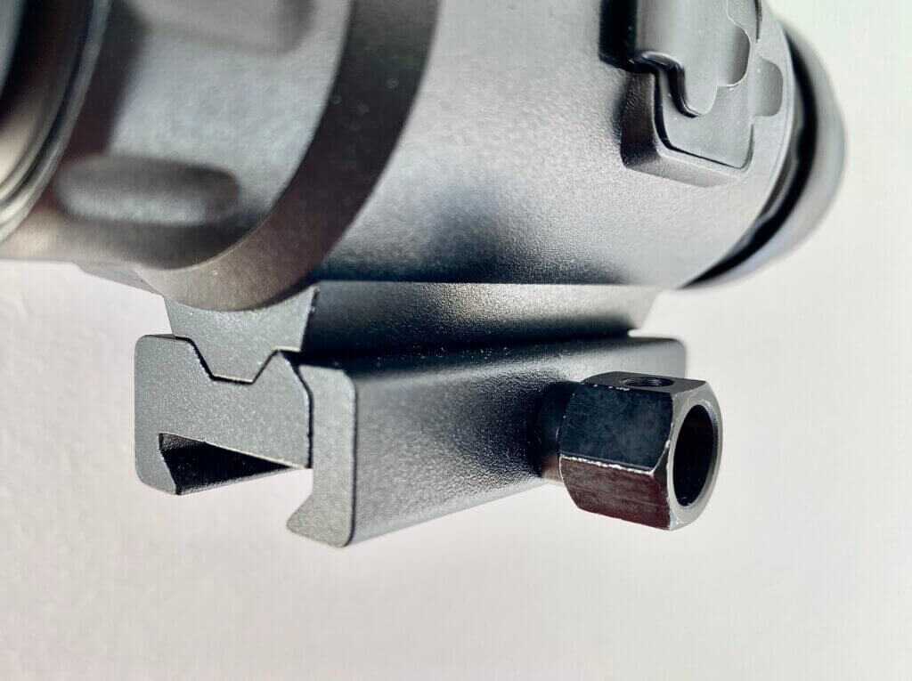 Sightmark Shade thermal scope integrated Picatinny rail mount close-up