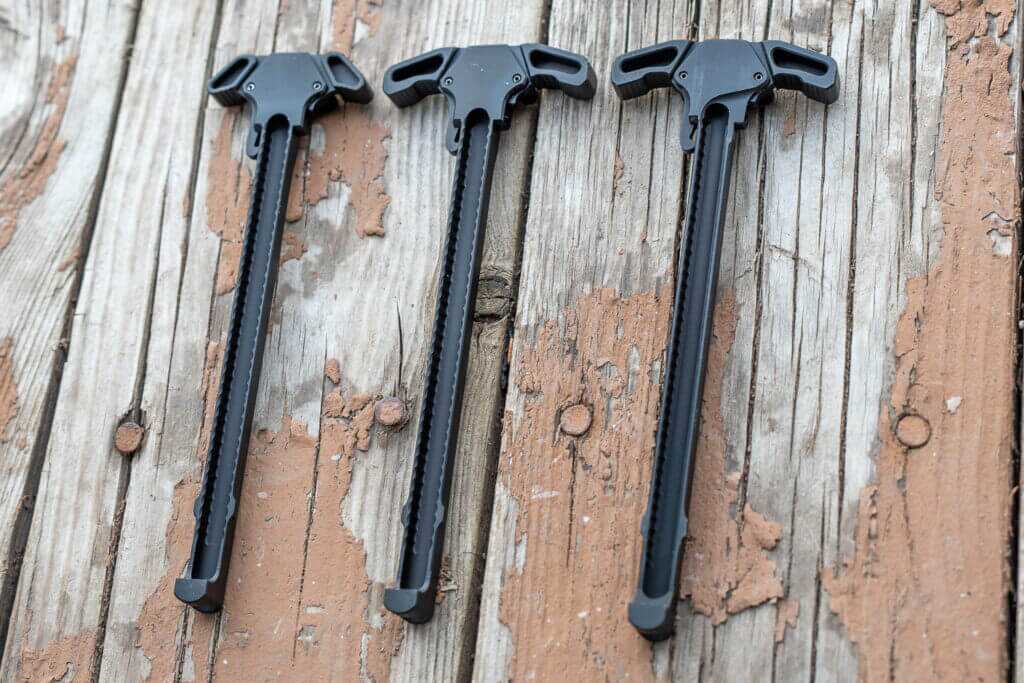 Breek Omni-Buster charging handle internal stem baffling designed to slow gas expansion on a suppressed AR-15