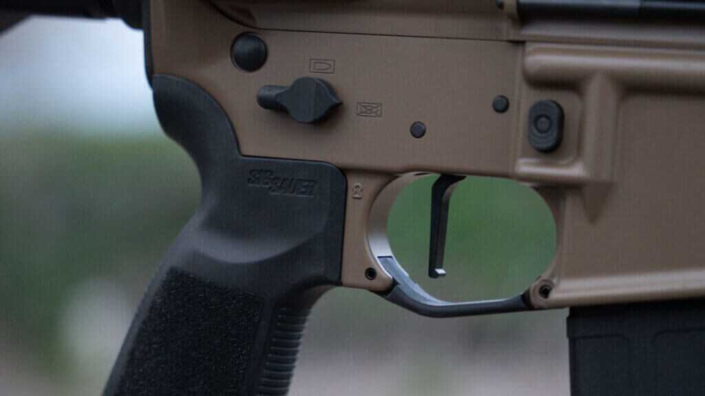 TriggerTech 3.5-pound two-stage flat blade duty trigger installed in the SIG Sauer M400 Forge