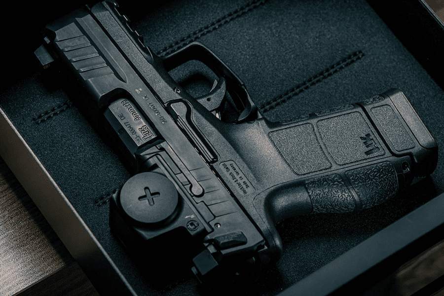The all-new HK VP9CC in a safe.