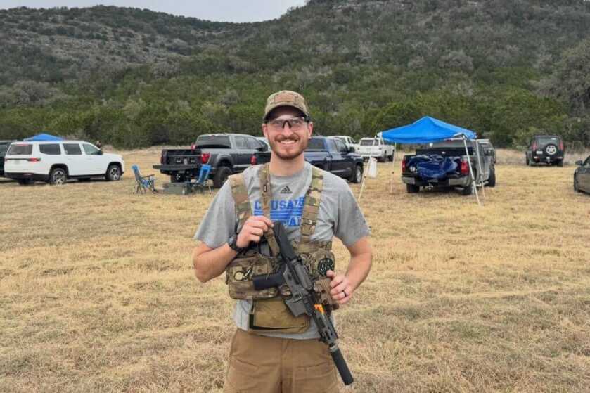 Author holding Springfield SAINT Victor 9mm PDW after Mystery Operations Bailout Biathlon run and gun event
