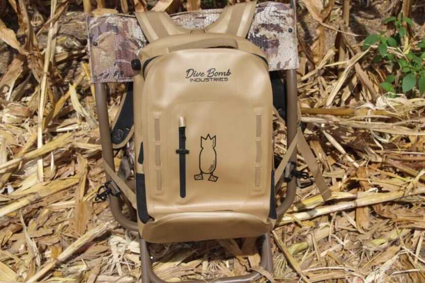 Dive Bomb Waterproof Zip Backpack with MOLLE loops and compact hunting gear storage