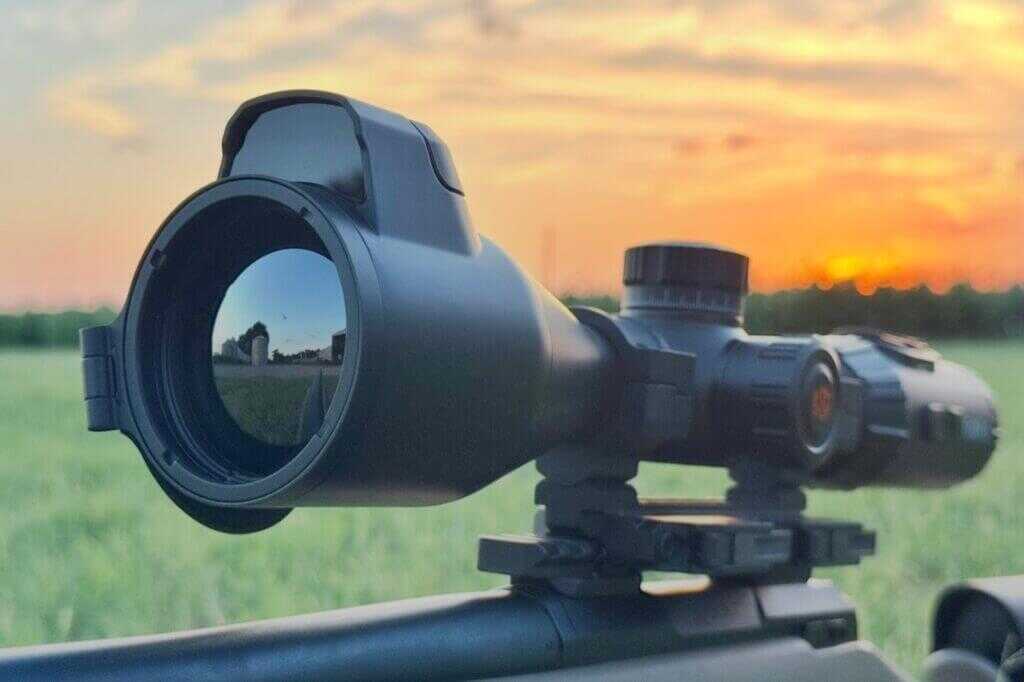 ATN ThOR 6 Elite LRF 640 laser rangefinder mounted above the objective lens