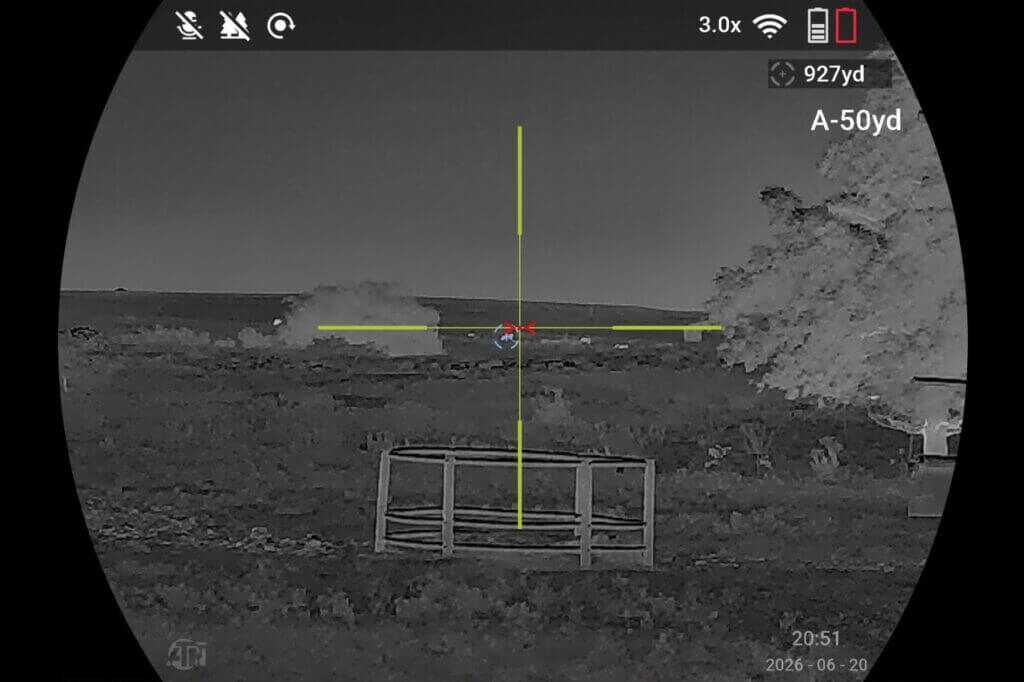 ATN ThOR 6 Elite LRF 640 thermal image of cow at 927 yards