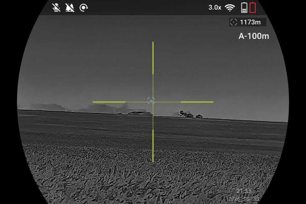 ATN ThOR 6 Elite LRF 640 ranging a barn at 1173 meters or 1282 yards