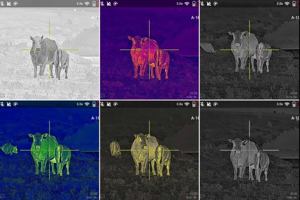 ATN ThOR 6 Elite LRF 640 six thermal color palettes for hunting terrain and weather