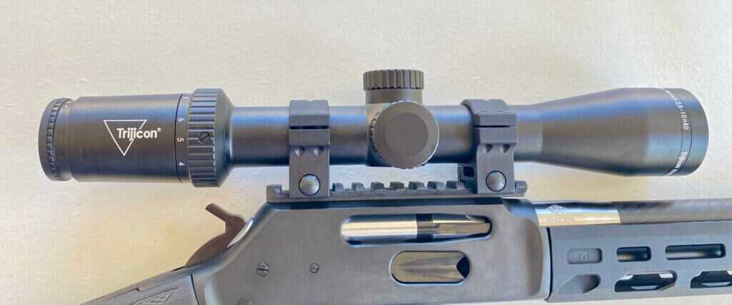Trijicon Huron 2.5-10x40 scope mounted for testing on the Henry SPD HUSH .30-30 rifle