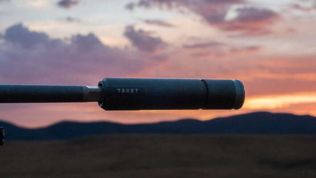 Tenet Vesper 30 titanium hunting suppressor showing its full 8-inch, 9.9-ounce design