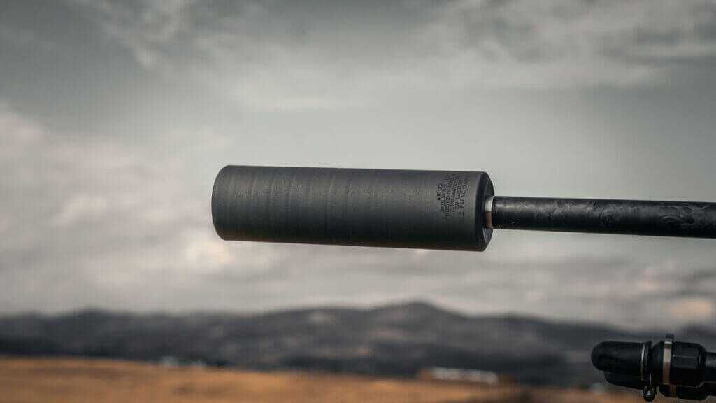 Airlock Zero Gravity 30 direct-thread suppressor with 5/8x24 mount for a lightweight hunting rifle