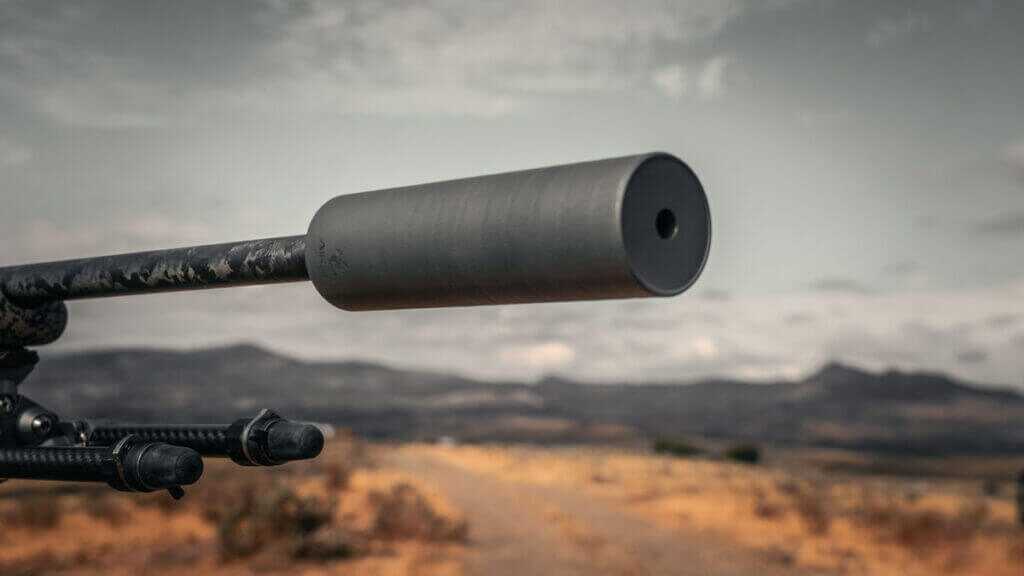 Airlock Zero Gravity 30 lightweight hunting suppressor mounted at the muzzle where suppressor weight affects rifle balance