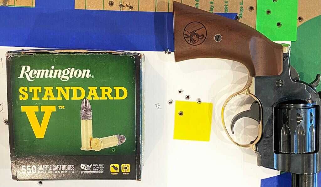 Remington Standard V 1.1-inch group from the Henry Golden Boy Deadeye at 12 yards