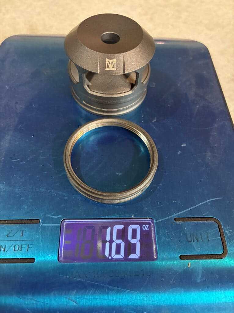 Tenet Horizon single-port brake for the Vesper 6.5 weighing 1.41 oz