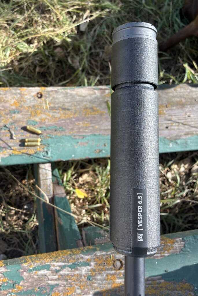 100-yard accuracy target during Tenet Vesper 6.5 suppressor testing
