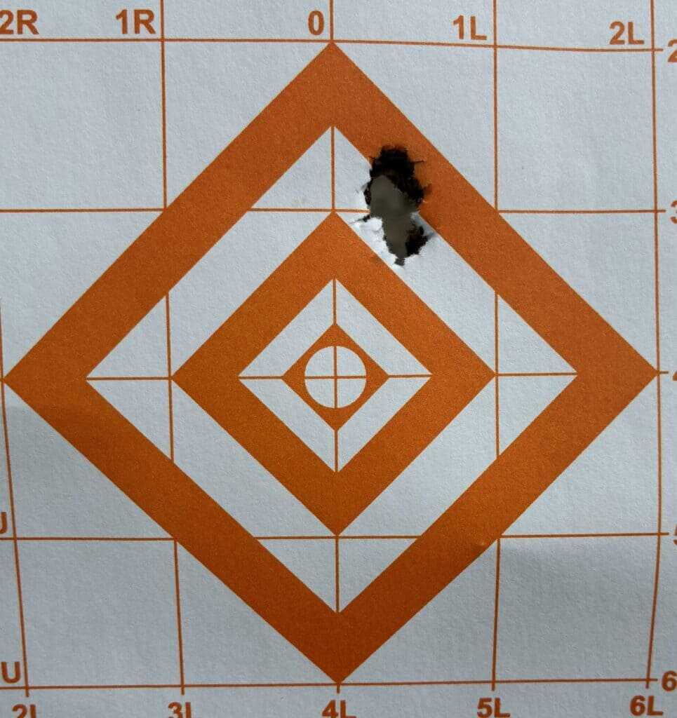 Four-shot Tenet Vesper 6.5 accuracy group with two shots using the Horizon Brake and two without it