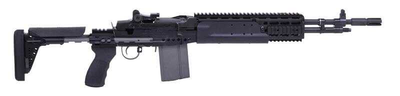 Mk 14 EBR M14 rifle fitted with aluminum chassis stock