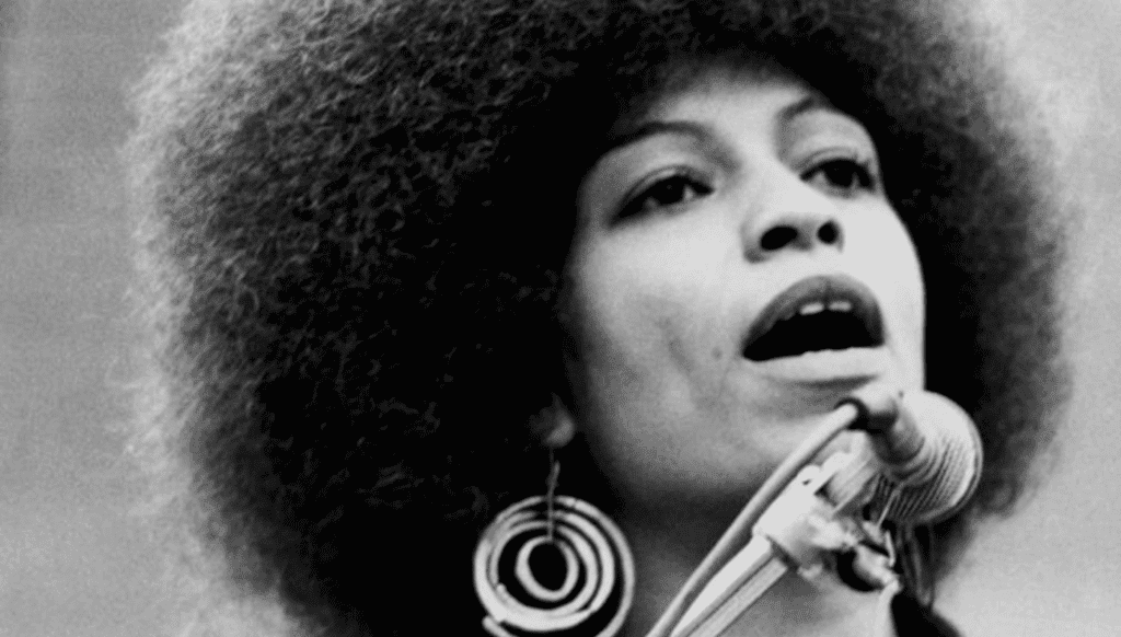 Historical photograph of Angela Davis, whose release Garrett Trapnell reportedly demanded during the 1972 TWA Flight 2 hijacking.