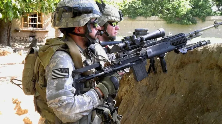 Mk 14 Enhanced Battle Rifle in military use during the Afghanistan War