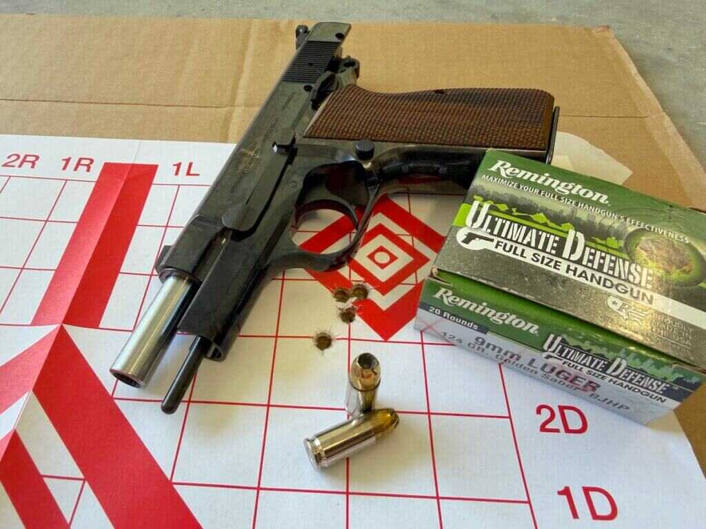 Springfield SA-35 4 inch Polished with Remington Ultimate Defense ammunition and 0.99-inch group