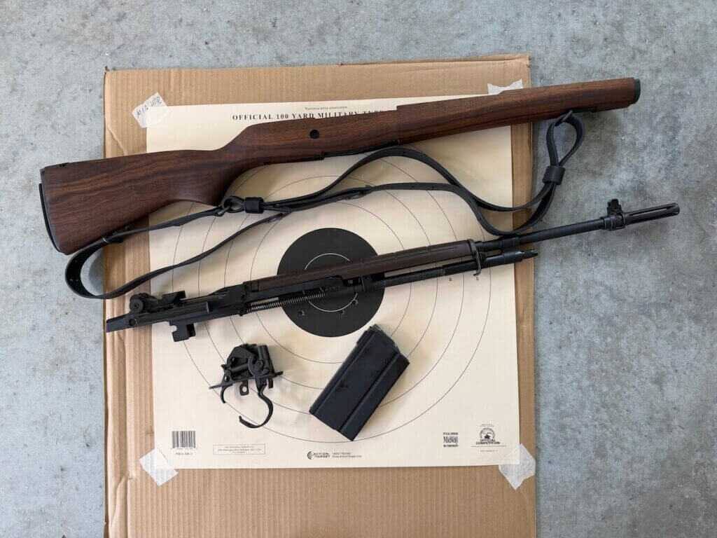 Springfield Armory M1A Standard Issue field stripped into four main pieces