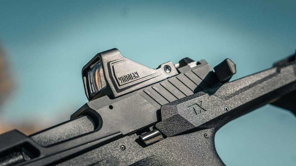 Taurus TX22 Braced test pistol showing trigger guard and absence of an external manual safety