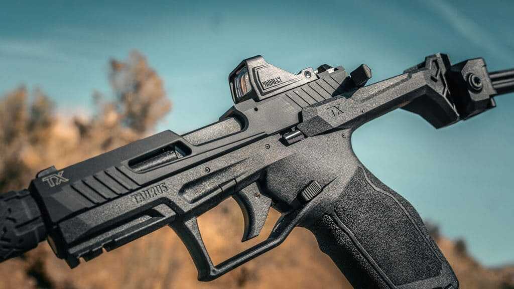 Taurus TX22 Braced aluminum TORO slide with serrations, side lightening cuts and top window