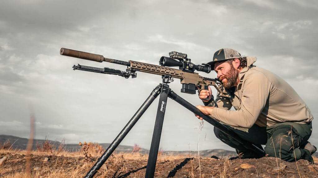 Leofoto Juggernaut S2 carbon fiber shooting tripod with massive 44.7 mm and 40 mm legs built for exceptional stiffness and rifle stability