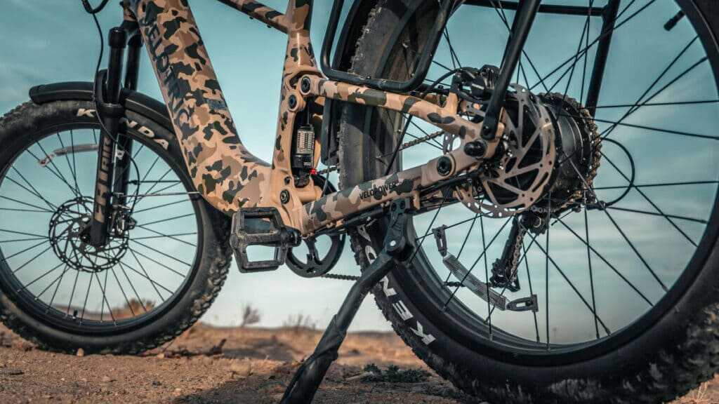 Velotric Nomad 2X rear suspension with 80mm of travel for rough hunting trails