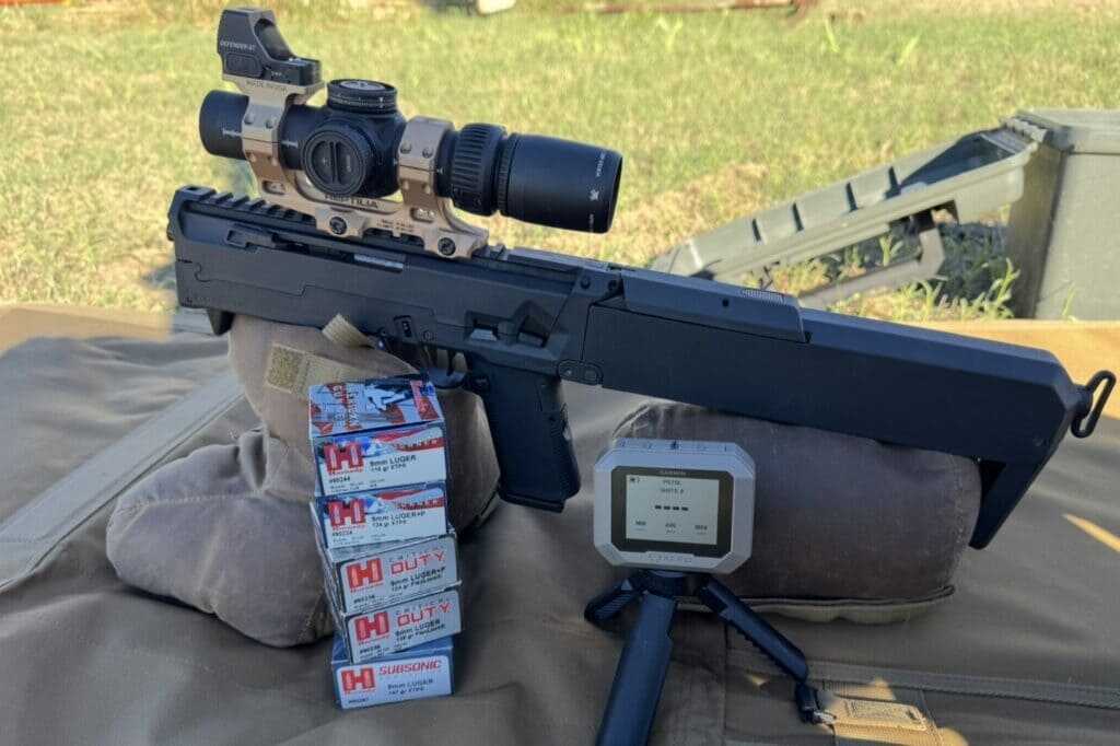 Hornady 9mm defensive ammunition and other test loads used for ZEV FDP accuracy and velocity testing
