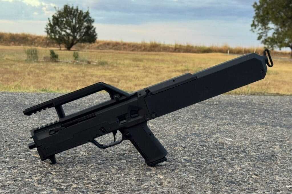 ZEV FDP-P 9mm folding pistol version shown with its rear assembly deployed