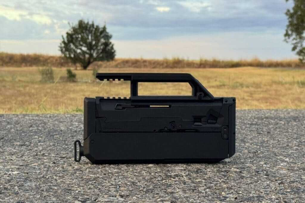 ZEV FDP 9mm pistol fully folded into its compact briefcase-style storage configuration