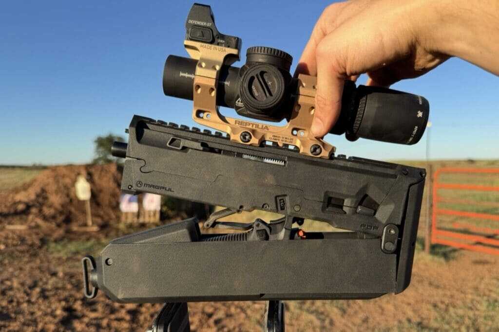 ZEV Magpul FDP folding 9mm partially collapsed showing compact grip and rear assembly design