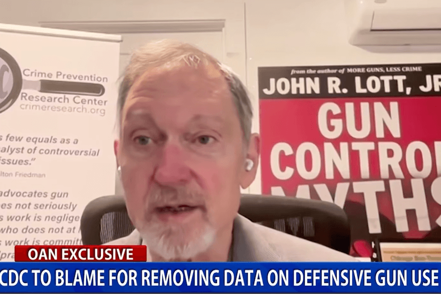 OAN interview discussing the CDC's removal of defensive gun use data from its website.