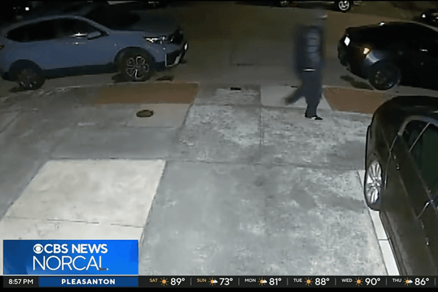 Surveillance footage shows a suspected masked intruder outside a San Francisco home before an early-morning break-in.
