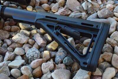 DPMS has chosen to go with Magpul furniture. This bare bones stock is functionally adjustable but offers less real estate for solid cheek welds.
