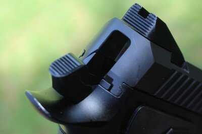 The rear sight on the Sphinx is streamlined and efficient, but sacrifices too much functionality in the sake of speed.