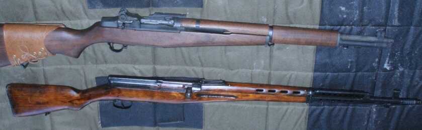 The SVT-40, below, is the Soviet counterpart to the M1 Garand. It was the semi-auto battle rifle of the the Allies on the Eastern Front.