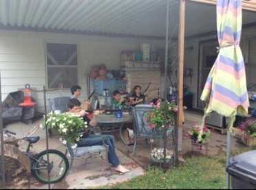 Training Can Happen at Any Time Kickin' back on the porch--the perfect opportunity for training.