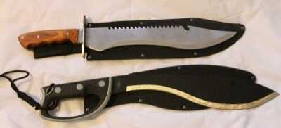 Be careful to stay away from imitations thinking that they are a real Kukri. The top knife is heavy because of its size, and it is a full tang, but