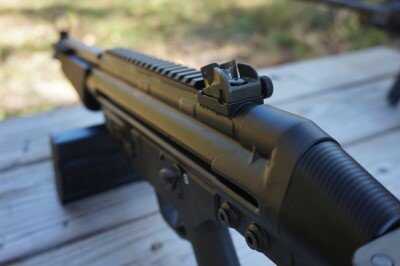 The rear sight on the PTR 51P.