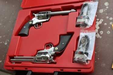 Ruger's SASS Tricked-out Vaqueros —Cowboy Shooting The guns come in a solid case.