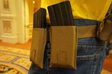 With these on your hip, mags can easily be hidden beneath the tail of a coat.