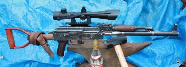 An AK built mostly from a shovel. 