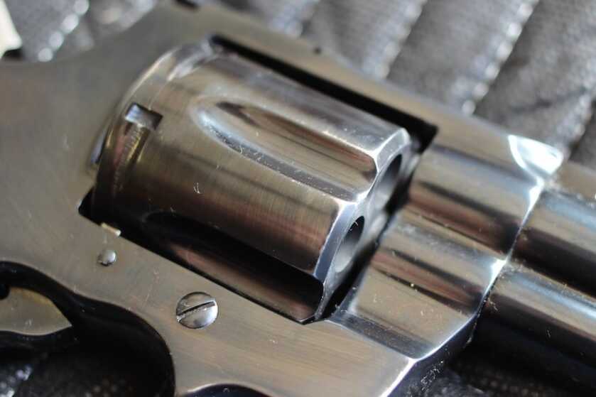 Close-up detail of the vintage Colt Python from the original GunsAmerica review